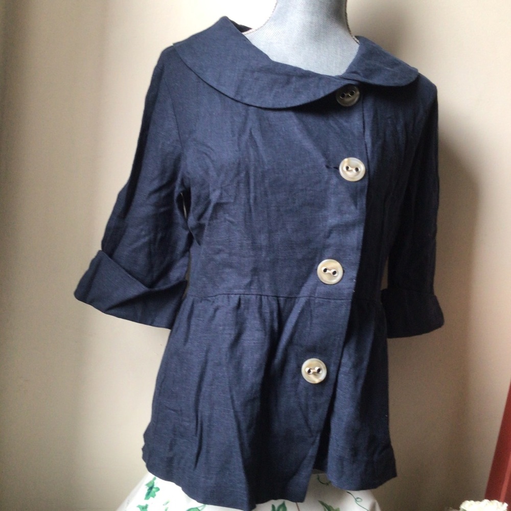 Brooklyn Industries Linen Jacket, Peter Pan collar